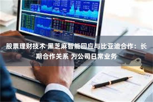 股票理财技术 黑芝麻智能回应与比亚迪合作：长期合作关系 为公司日常业务