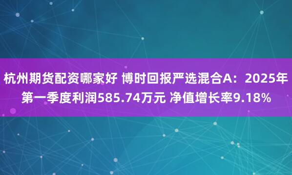 杭州期货配资哪家好 博时回报严选混合A：2025年第一季度利润585.74万元 净值增长率9.18%