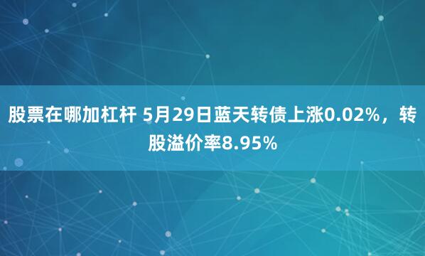 股票在哪加杠杆 5月29日蓝天转债上涨0.02%，转股溢价率8.95%