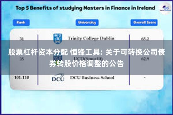 股票杠杆资本分配 恒锋工具: 关于可转换公司债券转股价格调整的公告